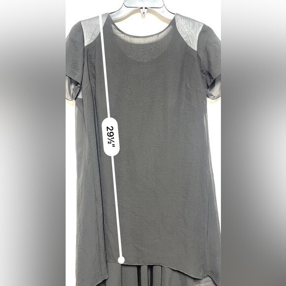 Dress the Population Leather and Chiffon High Low Alondra in Black S - Picture 8 of 16